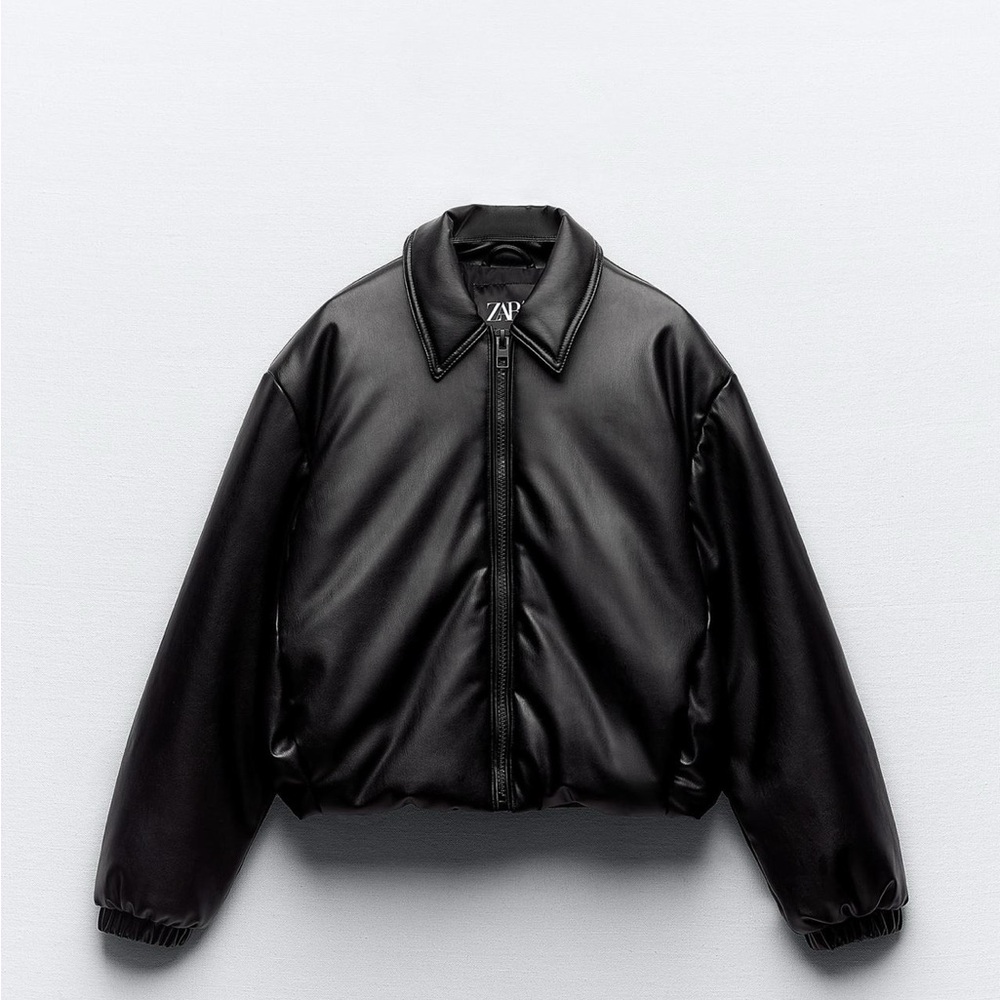 ZARA FAUX LEATHER PUFFER JACKET